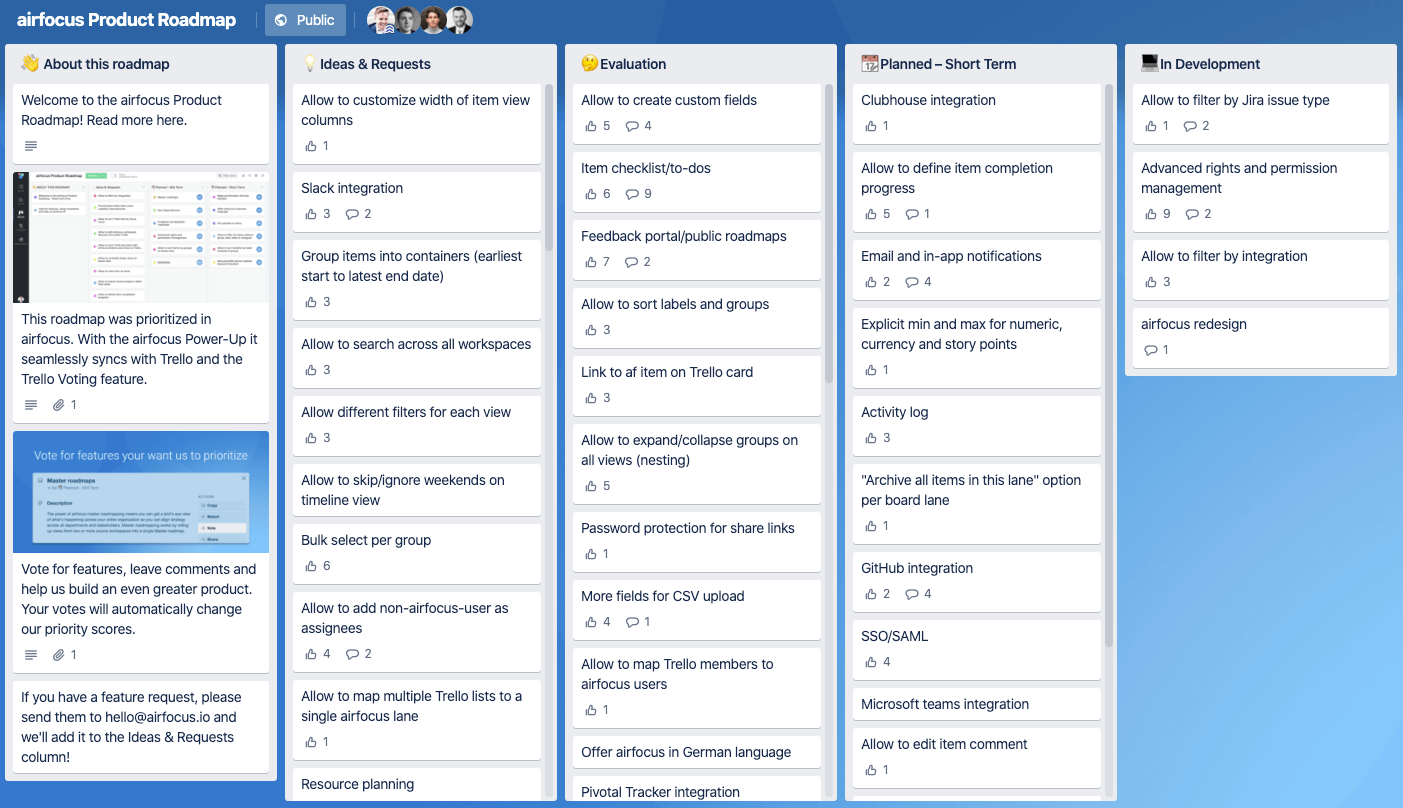 airfocus product roadmap