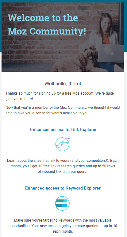 Moz Welcome Email